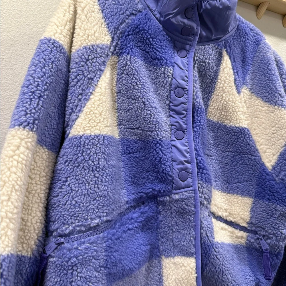 Free People Hit The Slopes Periwinkle Blue Iris Snap Fleece Jacket - Medium - Picture 2 of 5